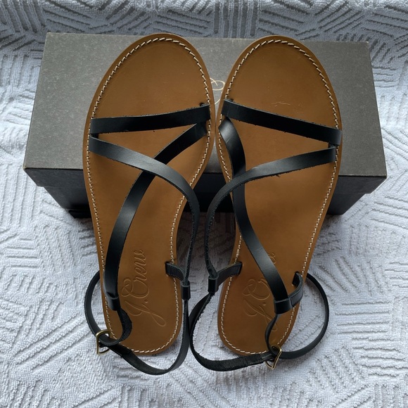 J. Crew Black Vachetta Sandal - Picture 1 of 6